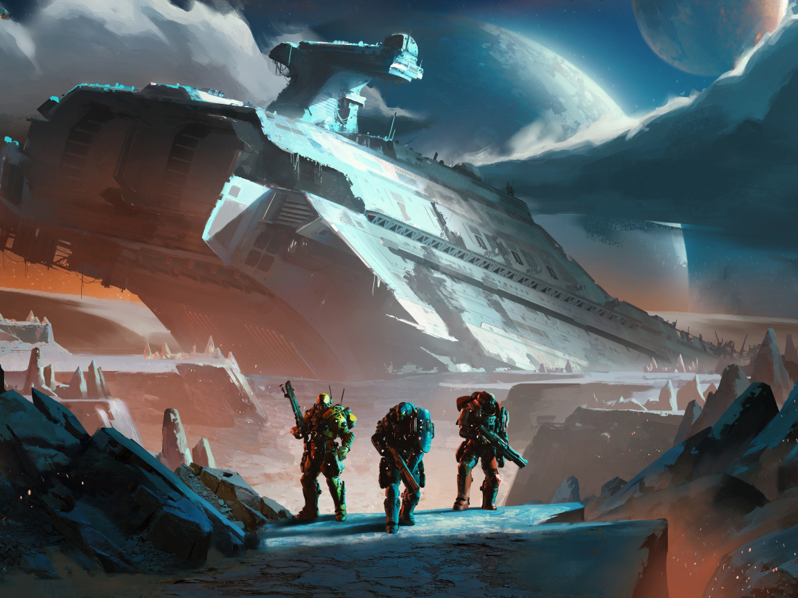 Download wallpaper 1152x864 planetside arena, soldiers, landscape ...