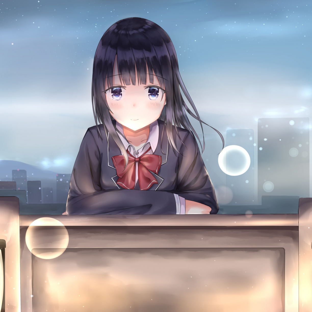 Wallpaper school uniform, anime girl, cute, sad desktop wallpaper, hd  image, picture, background, 008709 | wallpapersmug