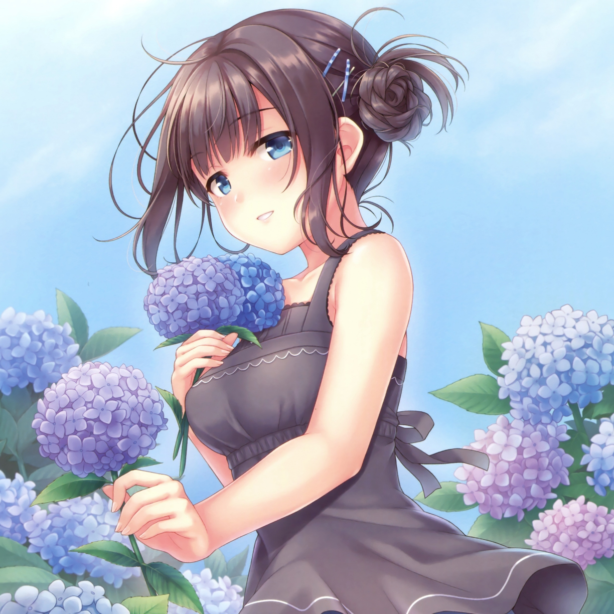 Wallpaper flowers, blue, cute anime girl desktop wallpaper, hd image ...