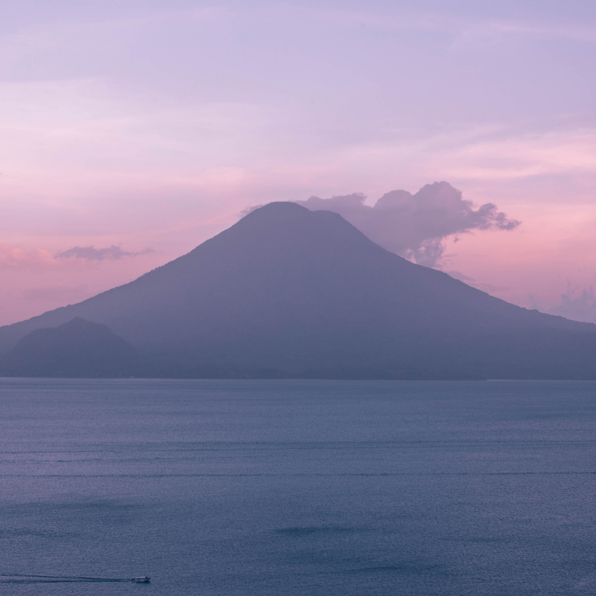 Wallpaper lake atitlán, volcán san pedro, volcano, mountains, sunset ...