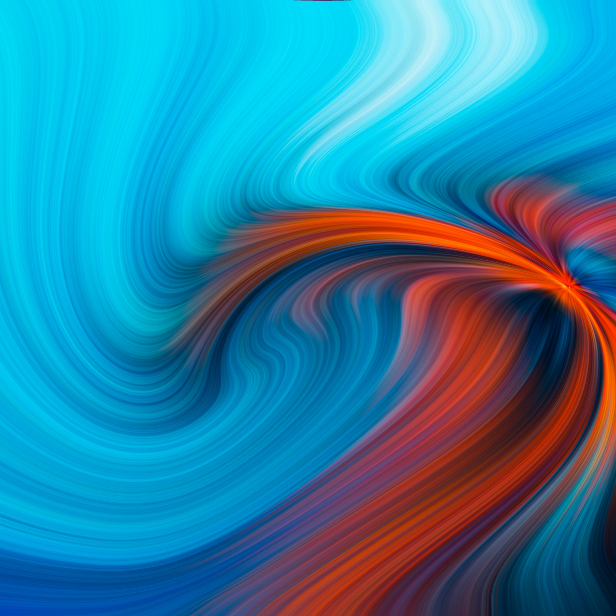 Blue orange swirl, pattern, abstraction, 1224x1224 wallpaper
