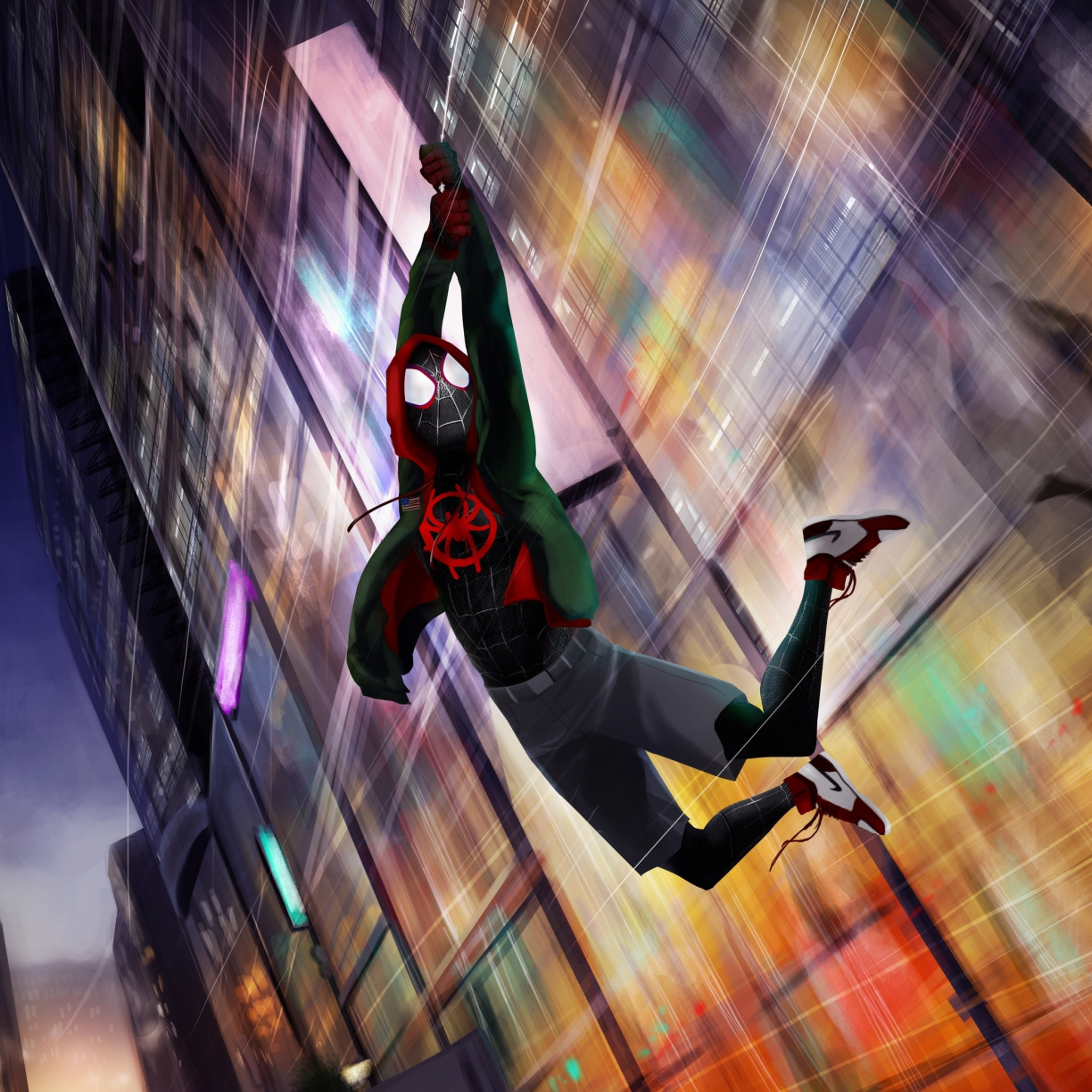 Wallpaper movie, animated, spider-verse, miles morales, swing desktop ...