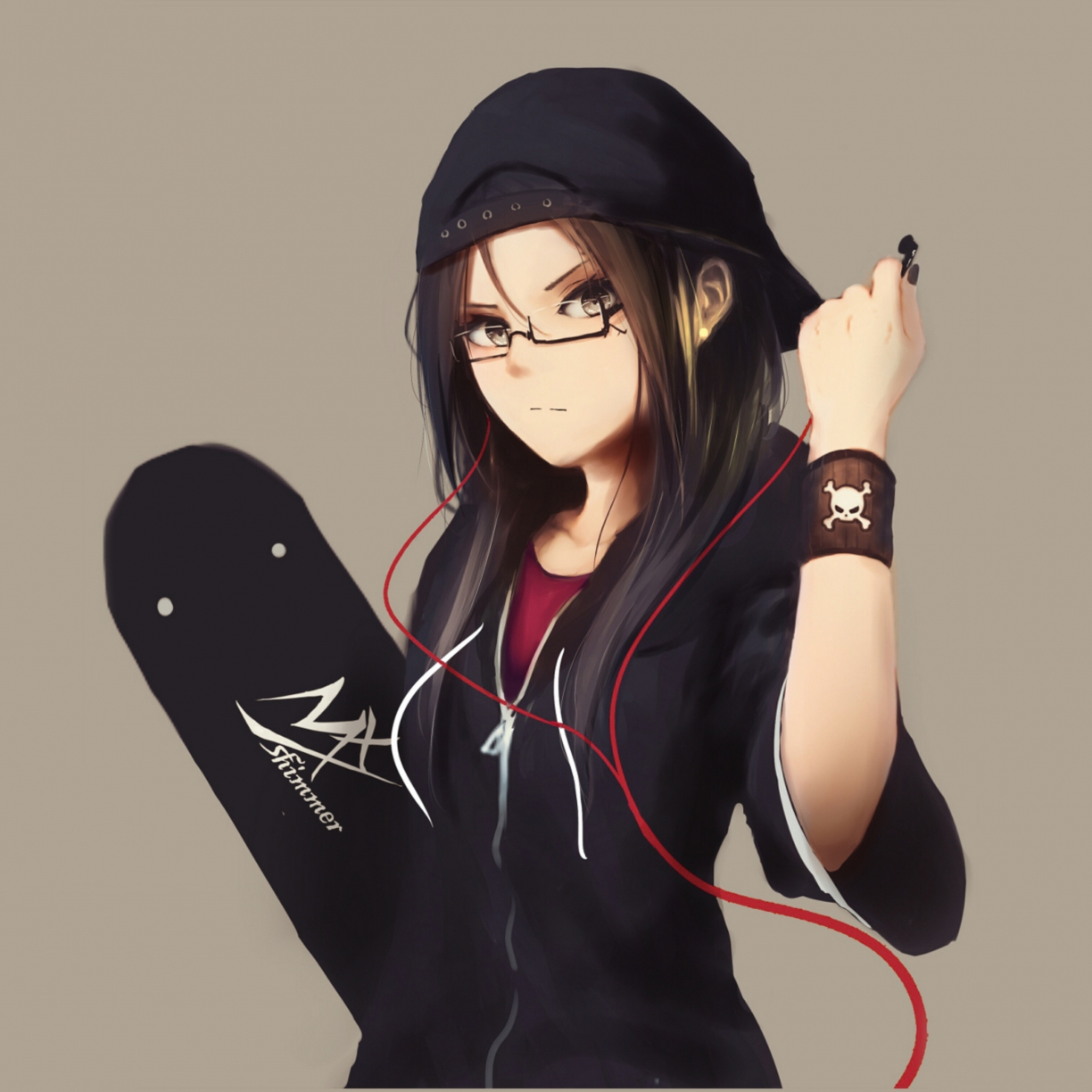 Wallpaper anime girl with skate board, urban, art desktop wallpaper, hd  image, picture, background, 38560d | wallpapersmug