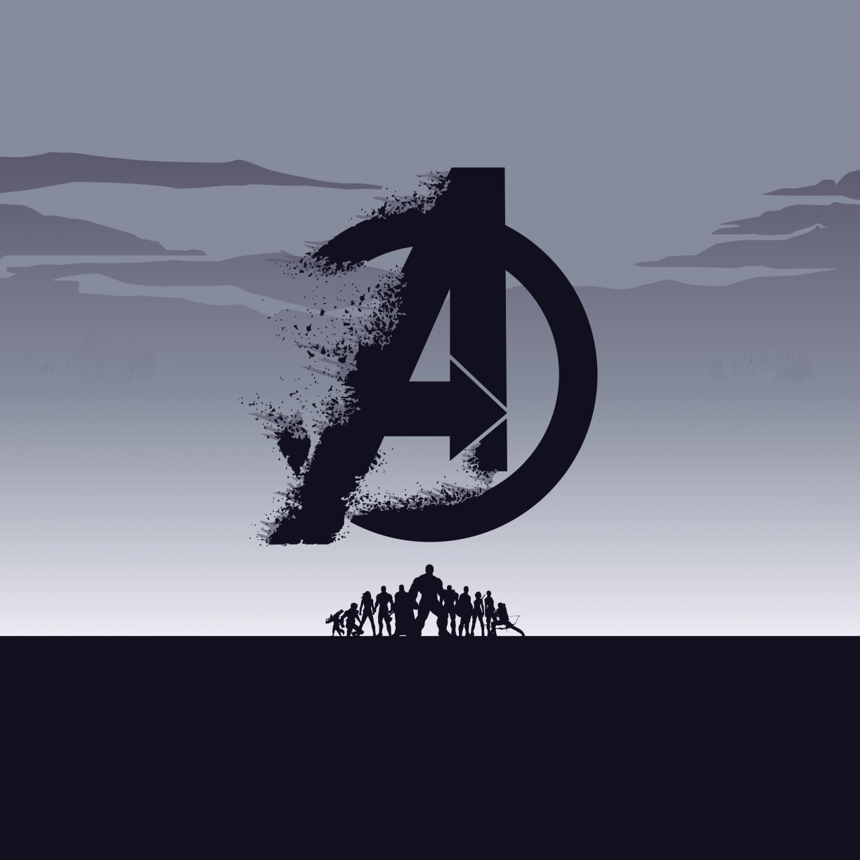 2019 movie, Avengers: Endgame, minimal, silhouette, art, 1224x1224 wallpaper