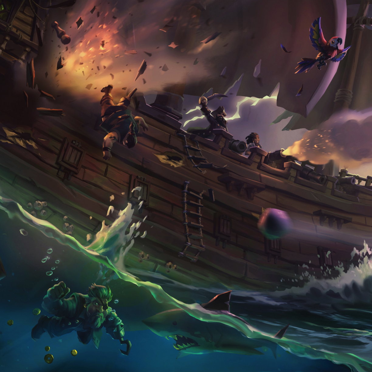 Sea of thieves, ship, pirates, video game, 1224x1224 wallpaper