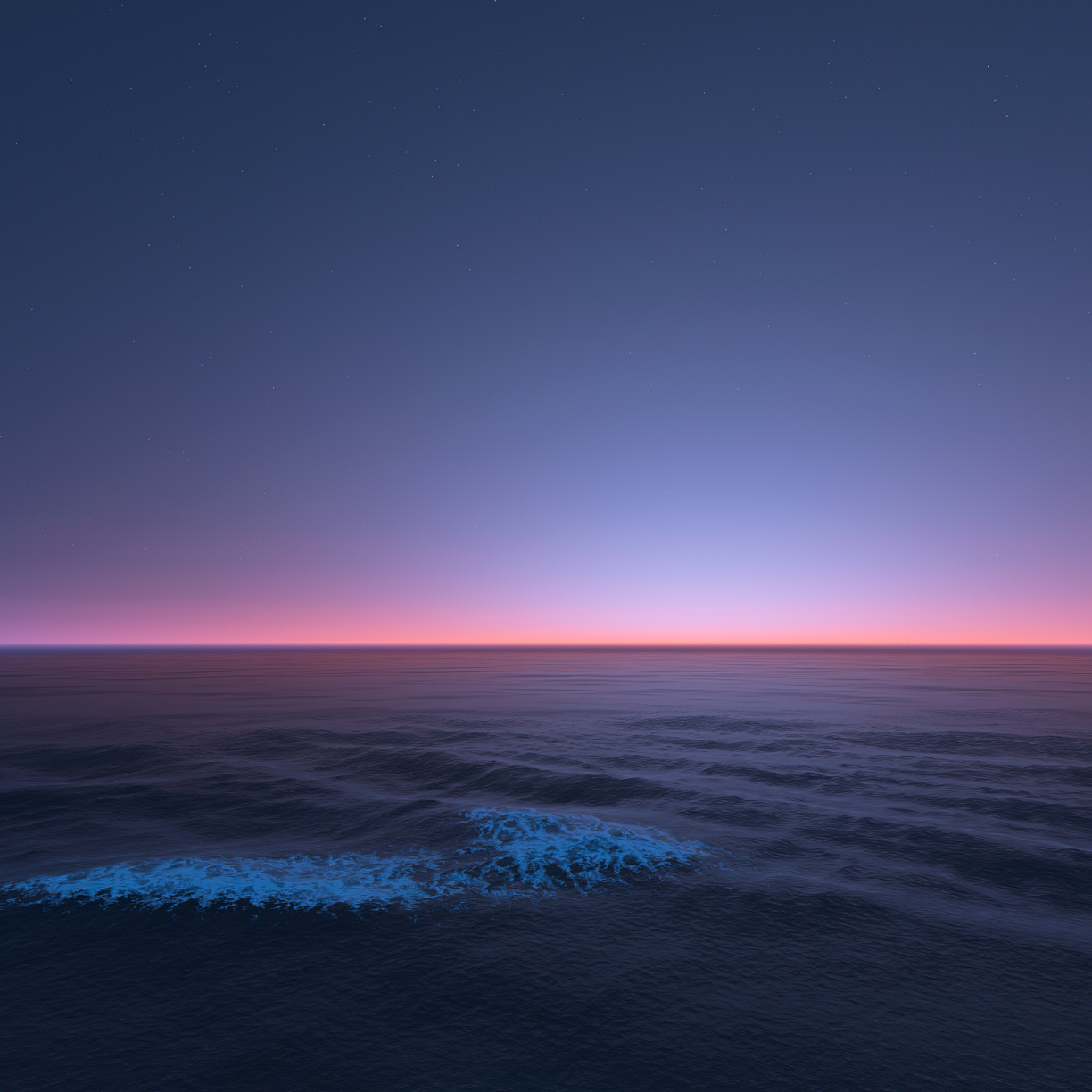 Calm sea, seascape, twilight, nature, 1224x1224 wallpaper
