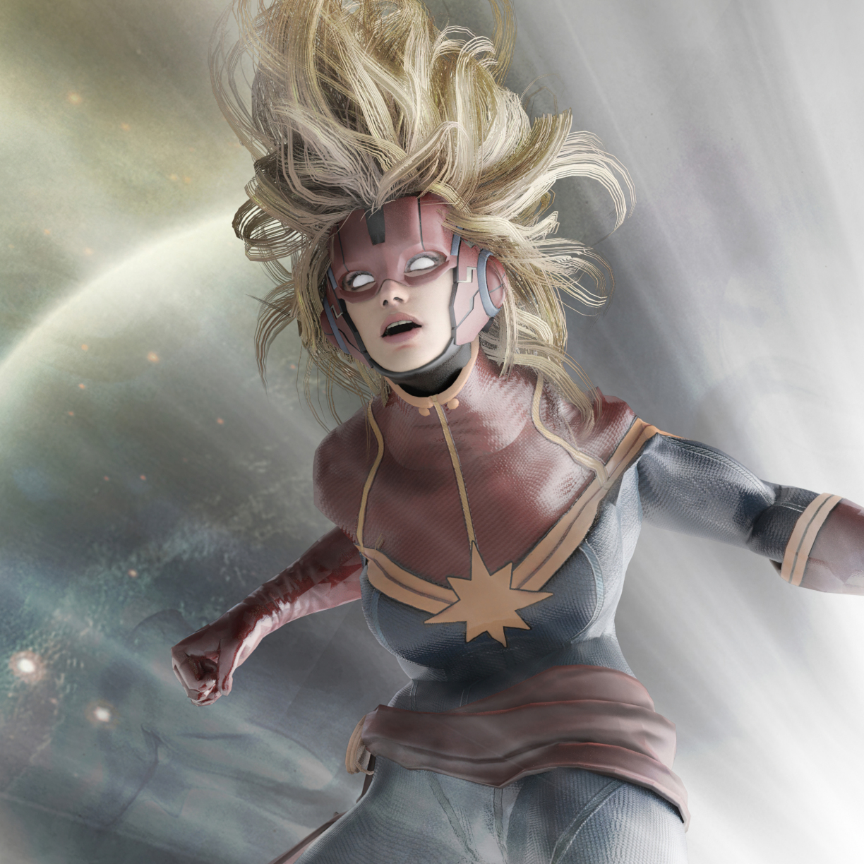 Wallpaper Captain Marvel, Blonde Superhero Of Universe, Fan Art Desktop ...