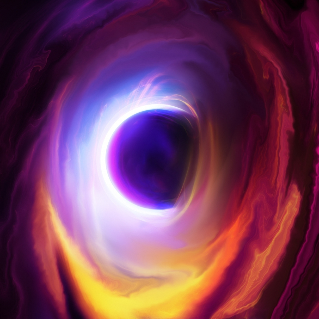 Colorful clouds, black hole, space, 1224x1224 wallpaper
