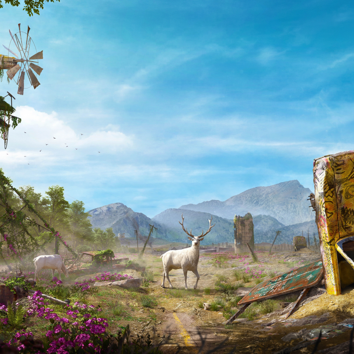 Landscape, deer, video game, Far Cry New Dawn, 1224x1224 wallpaper
