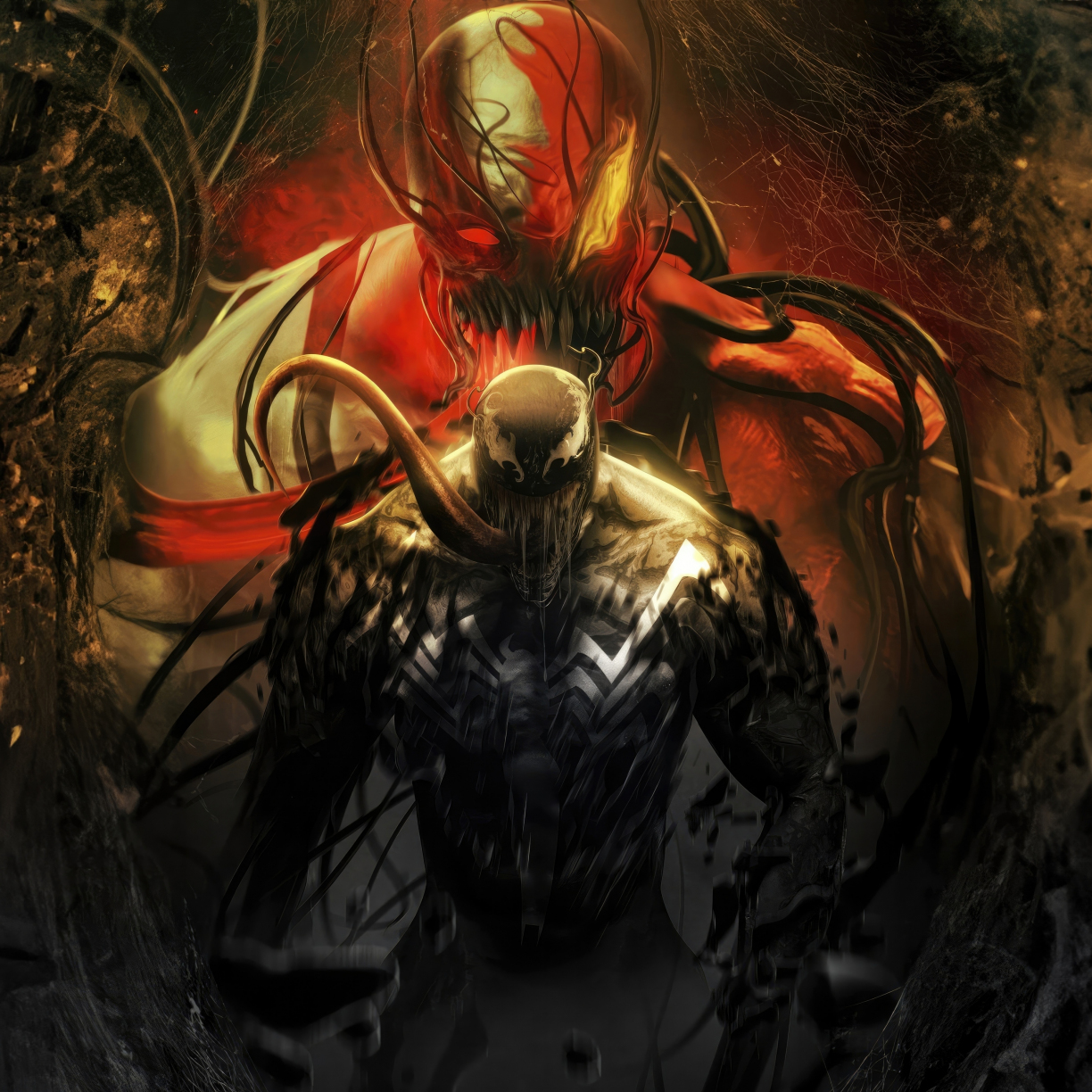 Venom, dark and Cold carnage, villain war, 1224x1224 wallpaper