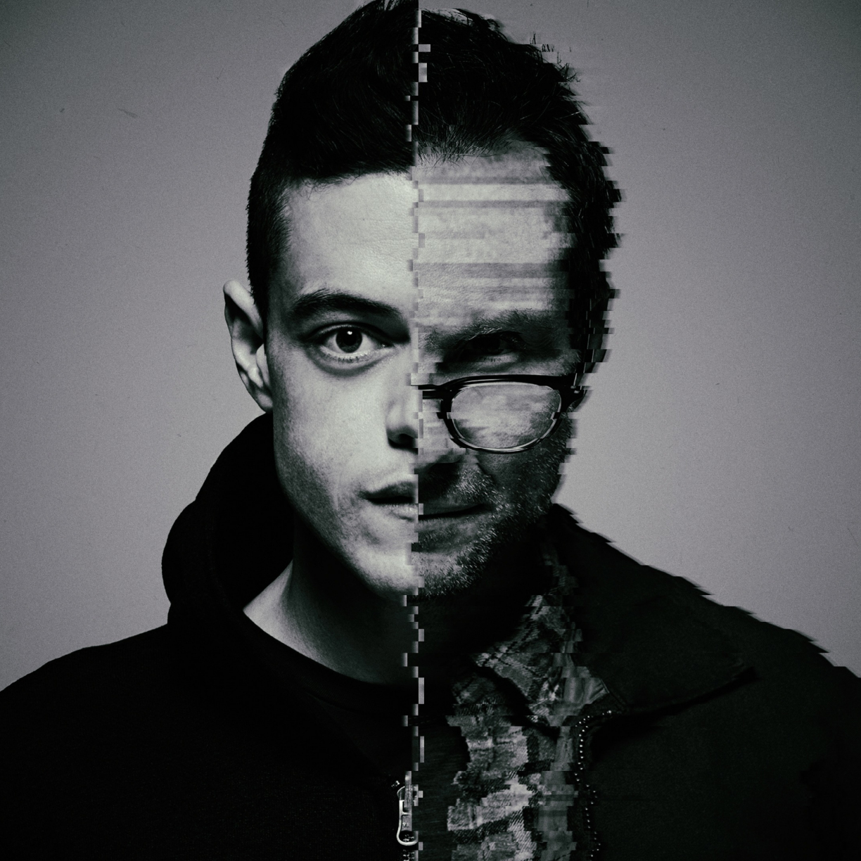 Wallpaper mr. robot, face-off, monochrome, glitch, tv show desktop ...