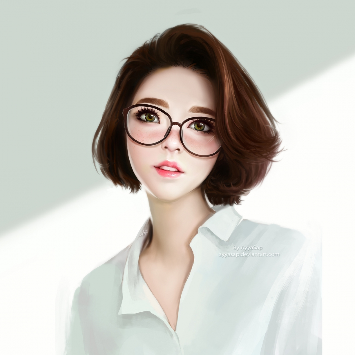 Wallpaper cute, beautiful woman, brunette, short hair, glasses desktop  wallpaper, hd image, picture, background, d3d84a | wallpapersmug