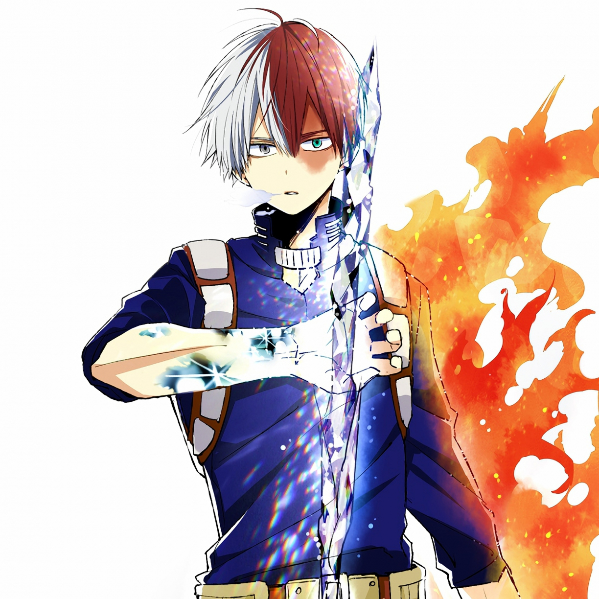 Anime, shouto todoroki, ice and fire, art wallpaper, hd image, picture ...