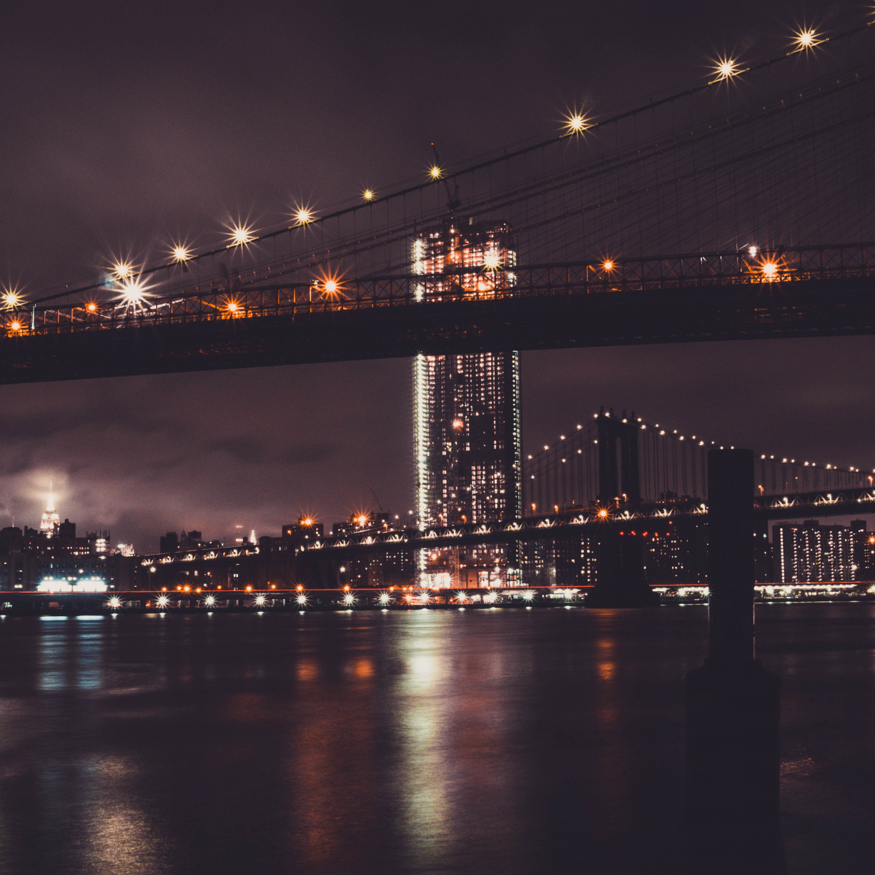 Wallpaper Brooklyn Bridge, Night, City, New York City Desktop Wallpaper 