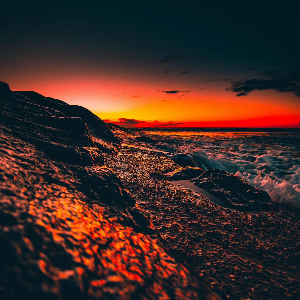 Wallpaper beach, foam, sunset, close up desktop wallpaper, hd image ...