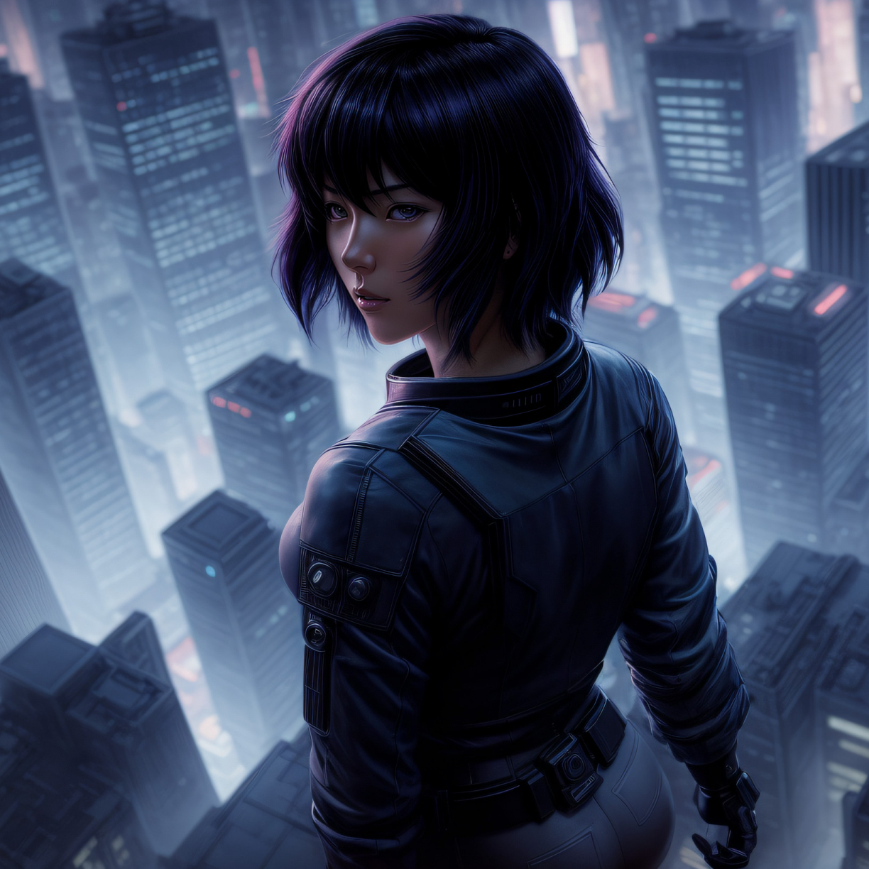 Beautiful girl, Ghost in the Shell, anime art, 1224x1224 wallpaper