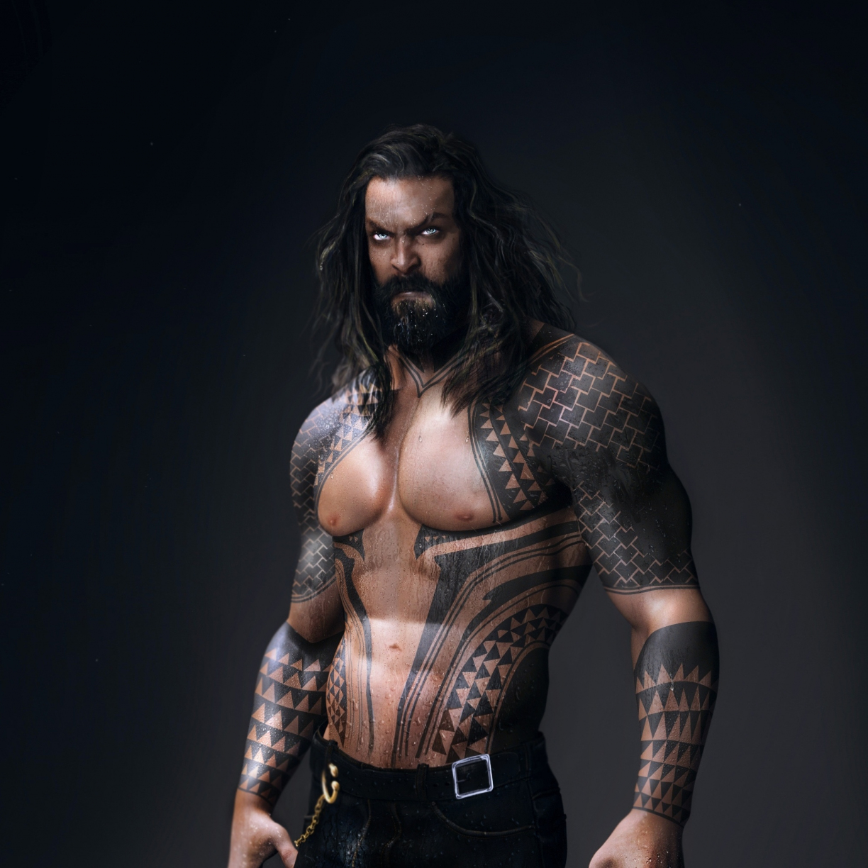 Aquaman, Jason Momoa, tattoo, 1224x1224 wallpaper