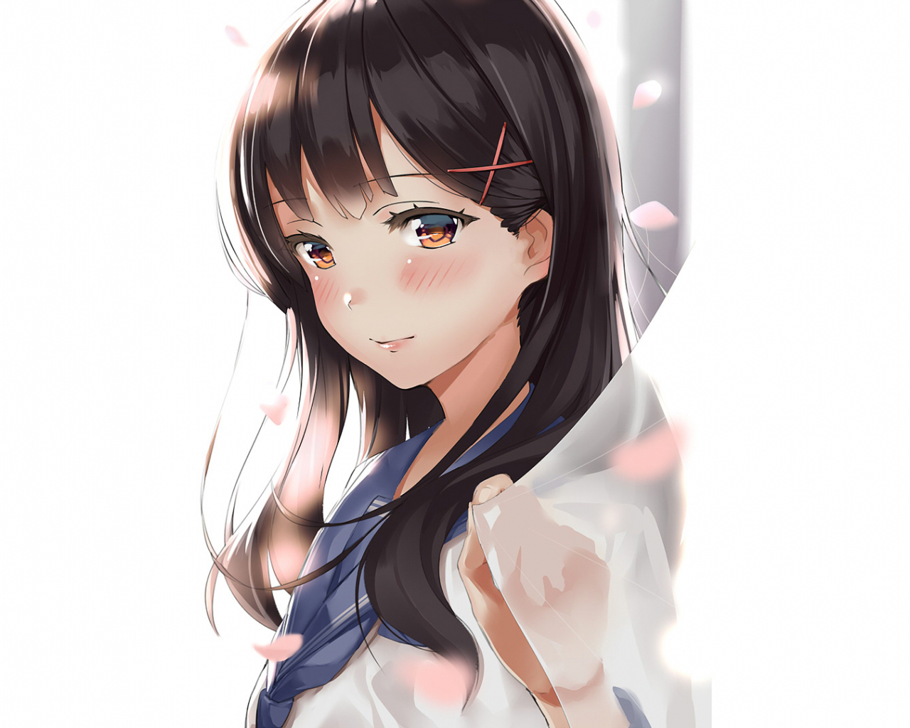 Download wallpaper 1280x1024 anime girl, brown eyes, cute, standard 5:4  fullscreen wallpaper, 1280x1024 hd background, 4941