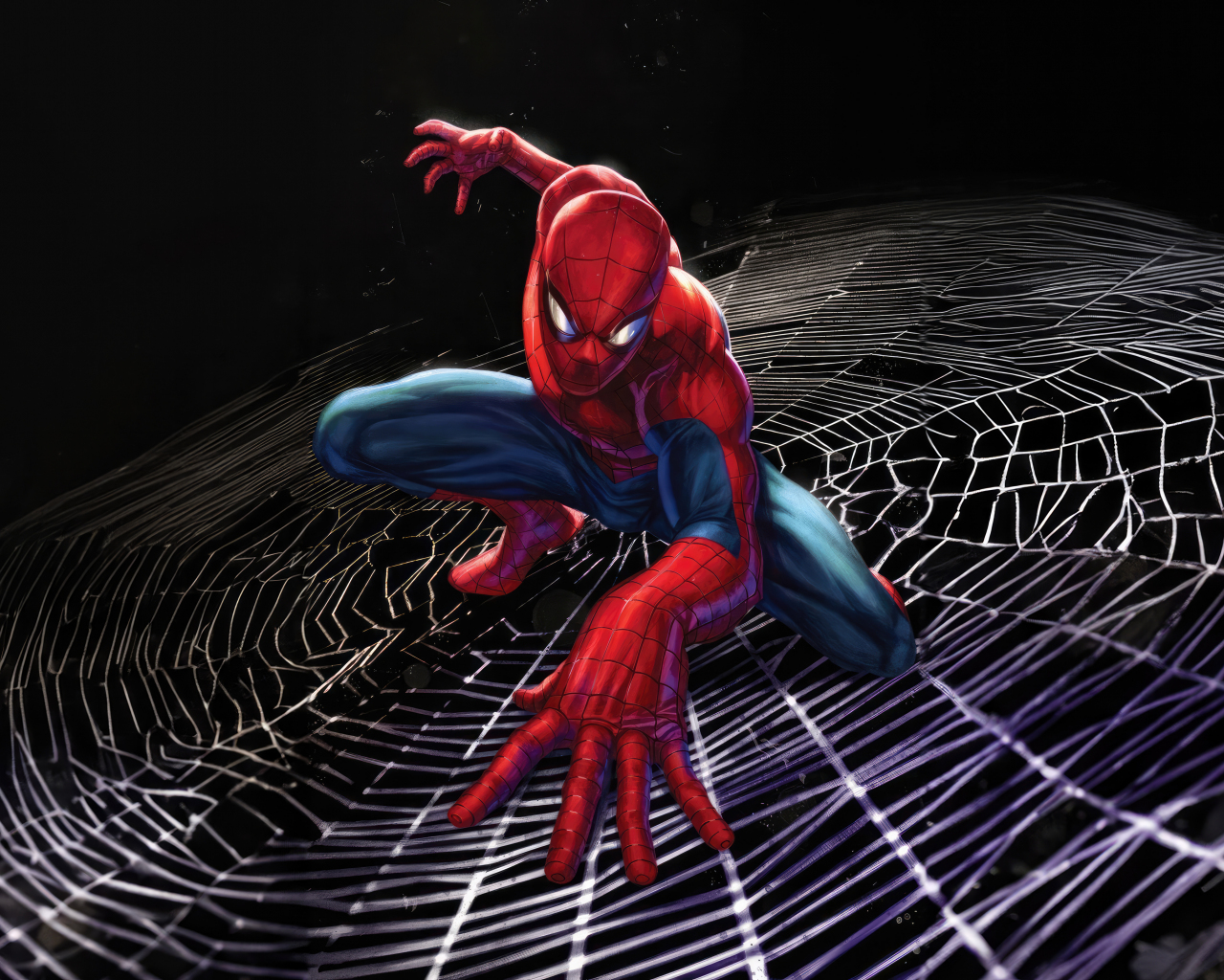 Download wallpaper 1280x1024 spider-man, dynamic web, art, standard 5:4 ...