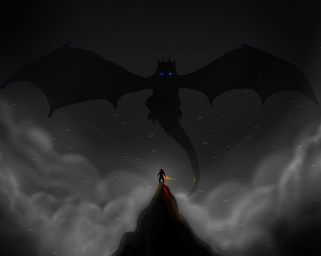 wallpaper 1280x1024 <b>Dark</b>, <b>dragon</b> and warrior, The Elder Scrolls V: Skyrim.