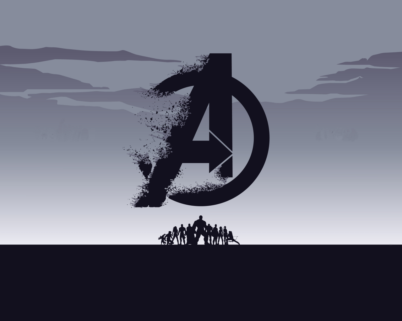 2019 movie, Avengers: Endgame, minimal, silhouette, art, 1280x1024 wallpaper
