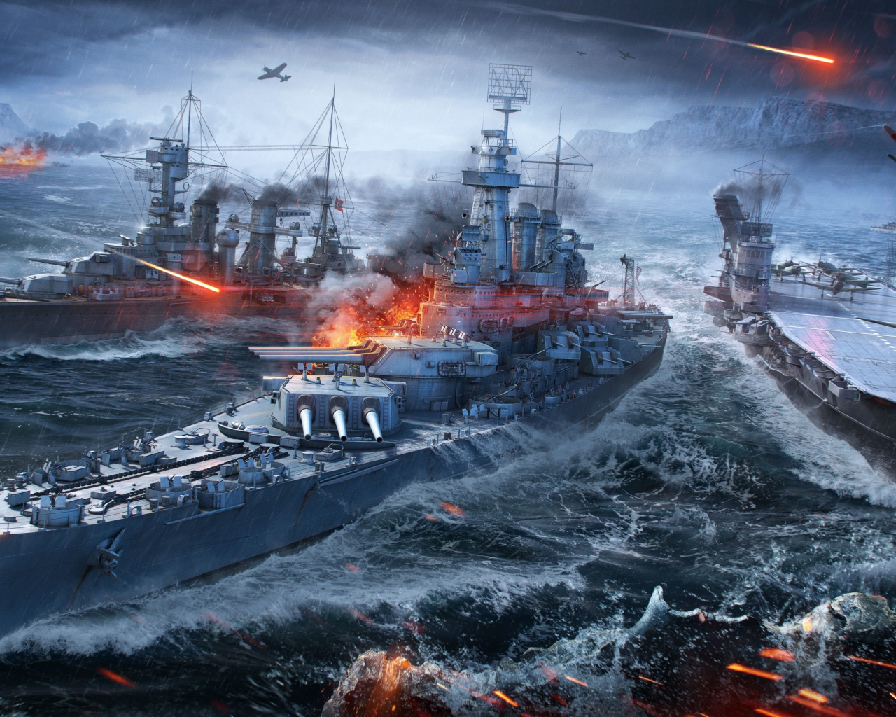 Video game, warships, ships, World of Warships, 1280x1024 wallpaper