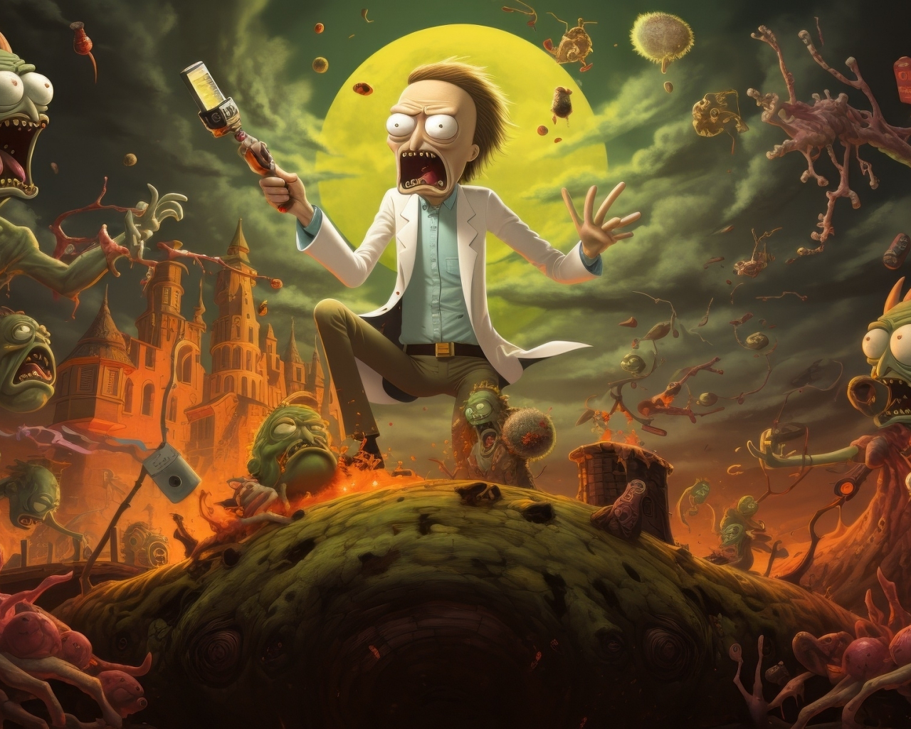 Download Wallpaper 1280x1024 Rick And Morty Alien Attack Art Standard 54 Fullscreen 1058