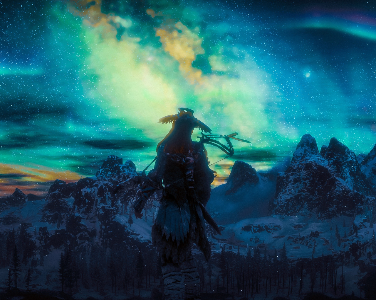 Download Wallpaper 1280x1024 Northern Lights Aloy Video Game Horizon Zero Dawn Standard 5 4 Fullscreen Wallpaper 1280x1024 Hd Background