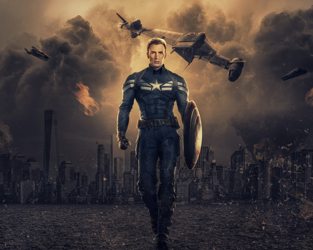 Captain America, Chris Evans, Marvel comics, art, 1280x1024 wallpaper