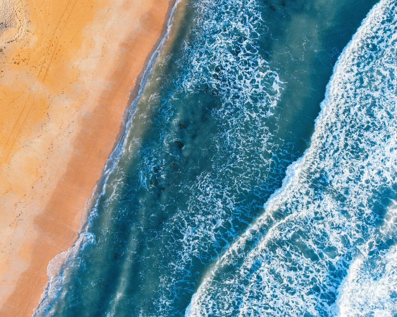 Download Wallpaper 1280x1024 Sunny Day, Aerial View, Coast, Sea Waves ...