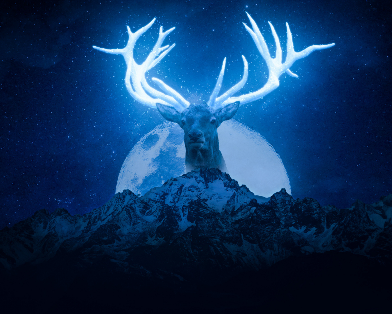 Deer horns, glowing horns, art, 1280x1024 wallpaper