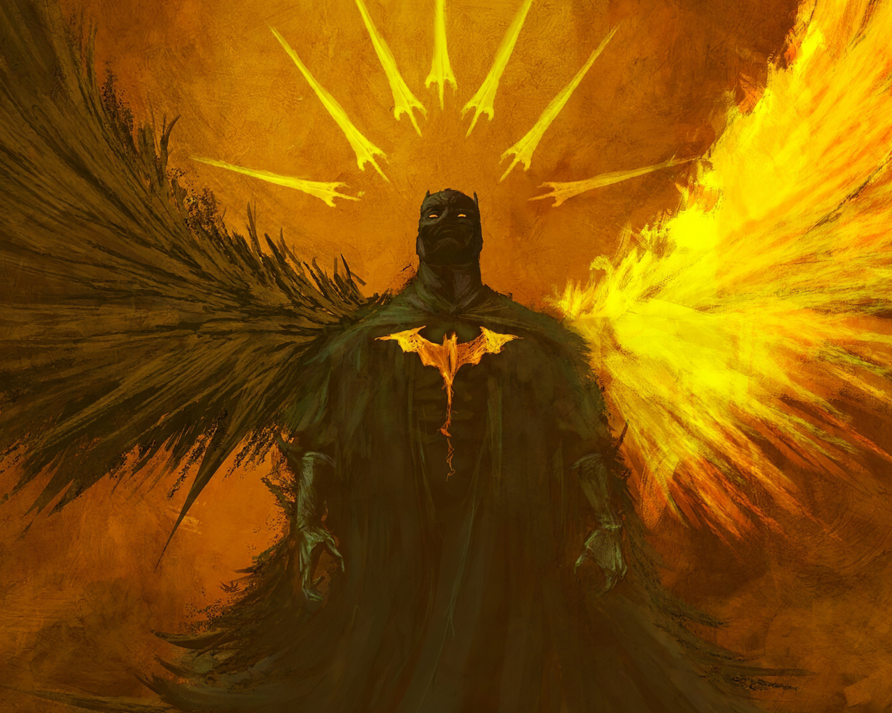 Batman, angel, wings of darkness and good, art, 1280x1024 wallpaper