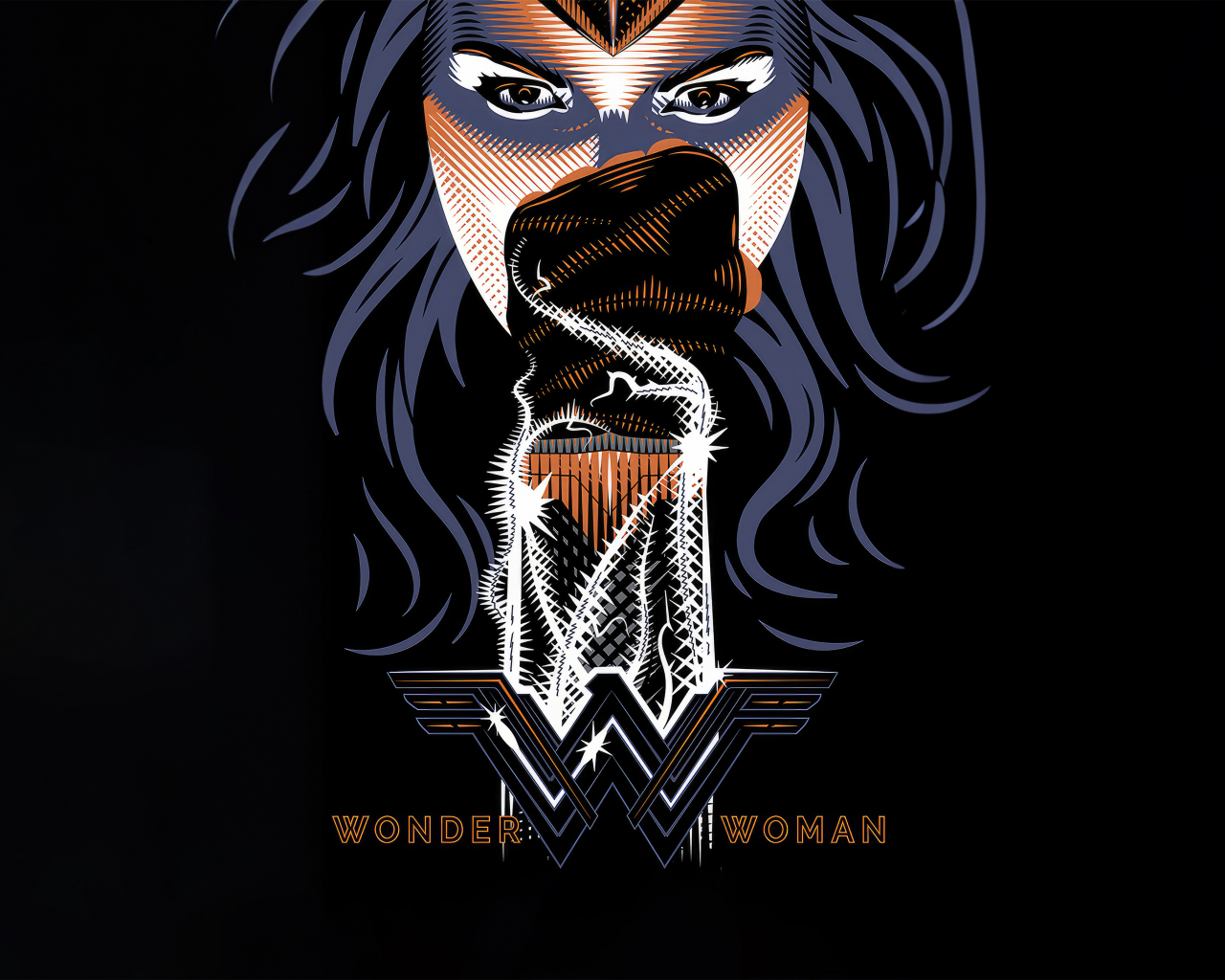 Wonder Woman's fist, minimal, dark, 1280x1024 wallpaper