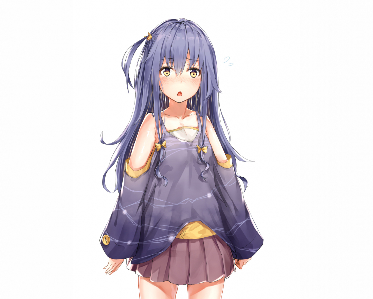 Download wallpaper 1280x1024 cute, blue hair anime girl, minimal ...