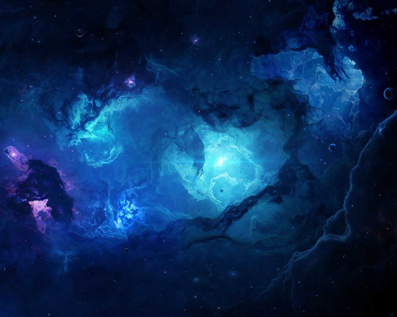 Blue space clouds, space, nebula, cosmic art, 1280x1024 wallpaper