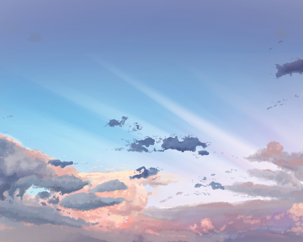 Download wallpaper 1280x1024 sky, clouds, original, anime, standard 5:4  fullscreen wallpaper, 1280x1024 hd background, 4501