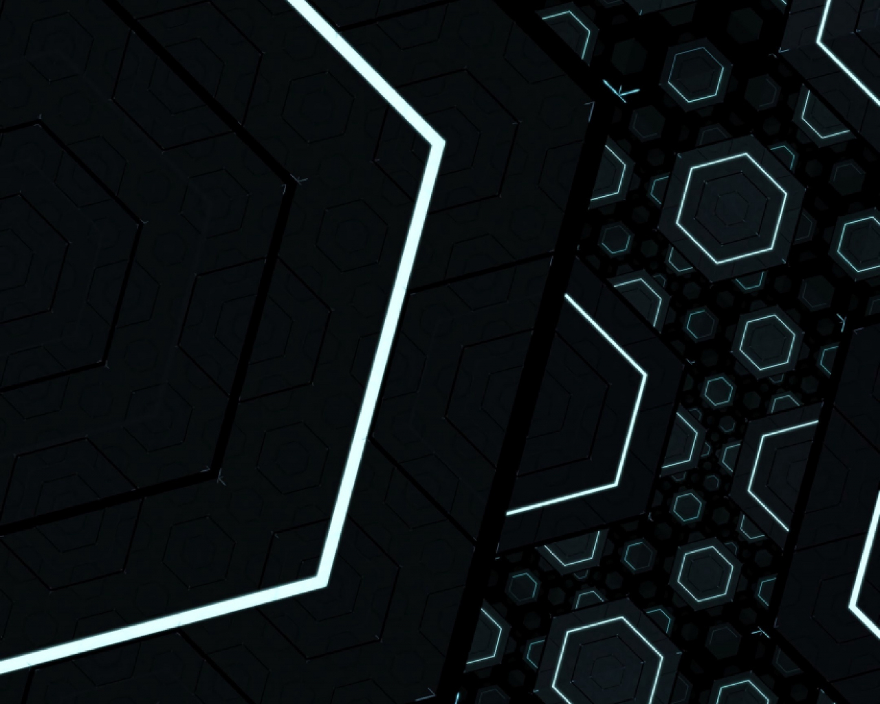 Fractal, black, hexagons, 1280x1024 wallpaper