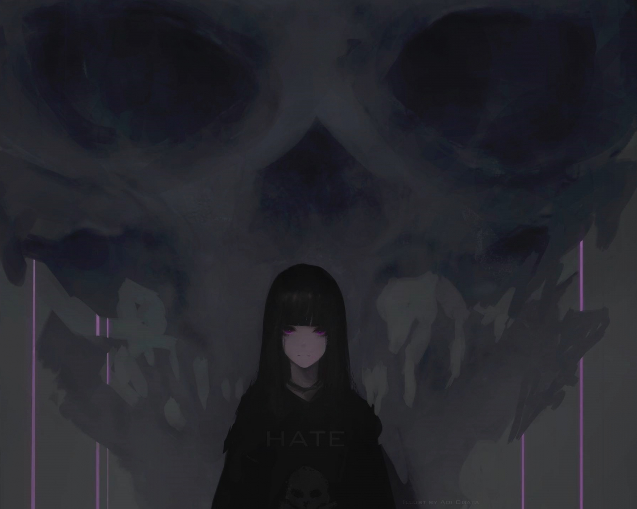 Download A dark anime girl with mysterious eyes Wallpaper