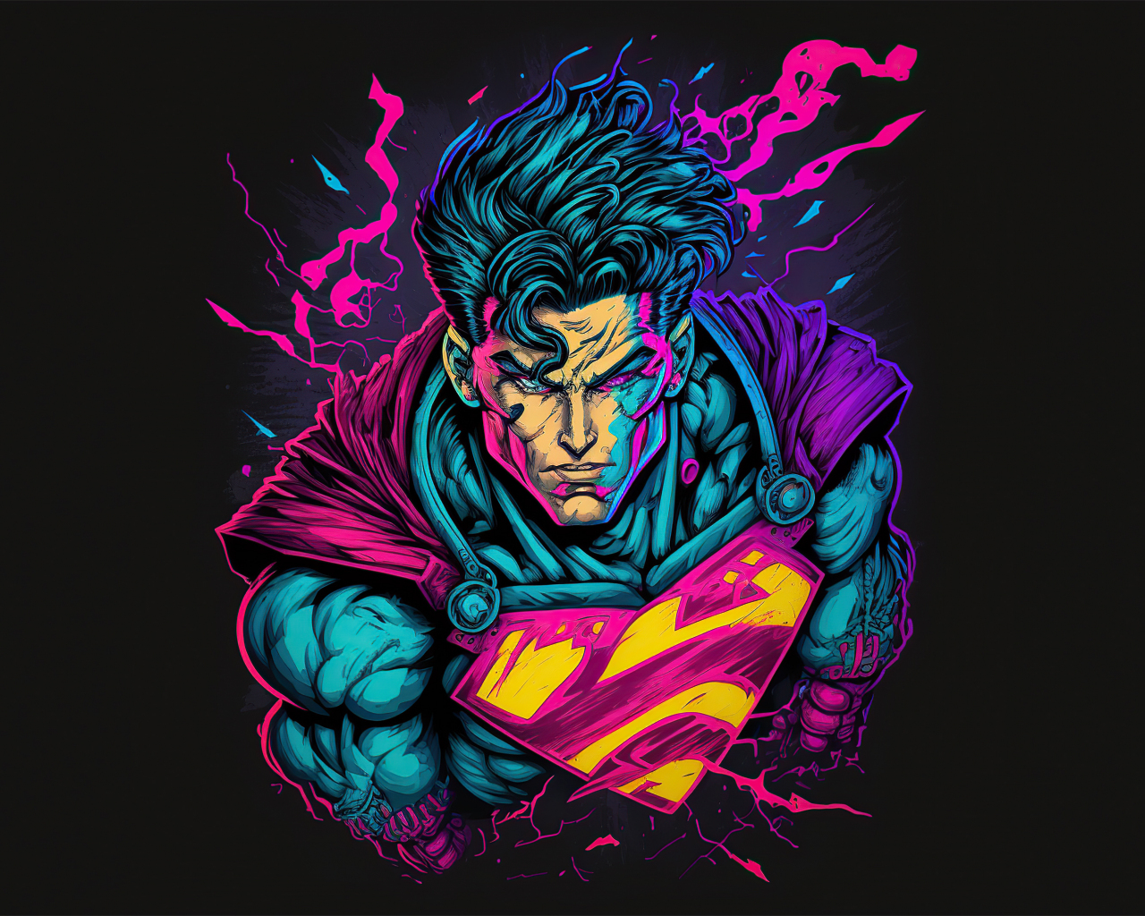 Retrofied Superman, powerful man, dark, artwork, 1280x1024 wallpaper