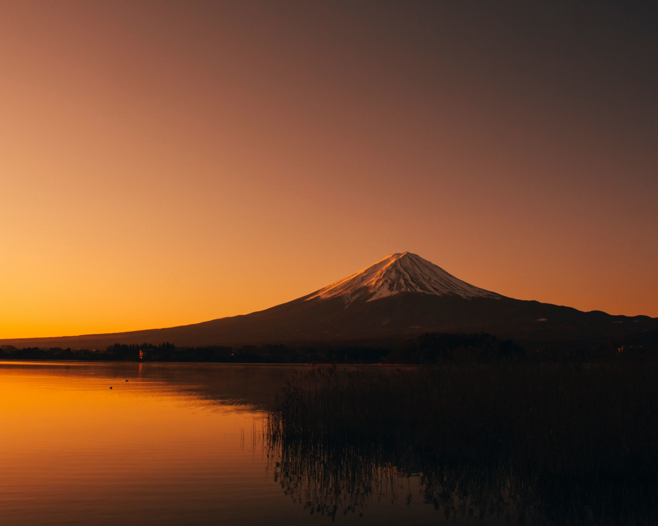 Download Wallpaper 1280x1024 Dawn, Sunset, Mount Fuji, Sky, Standard 5: