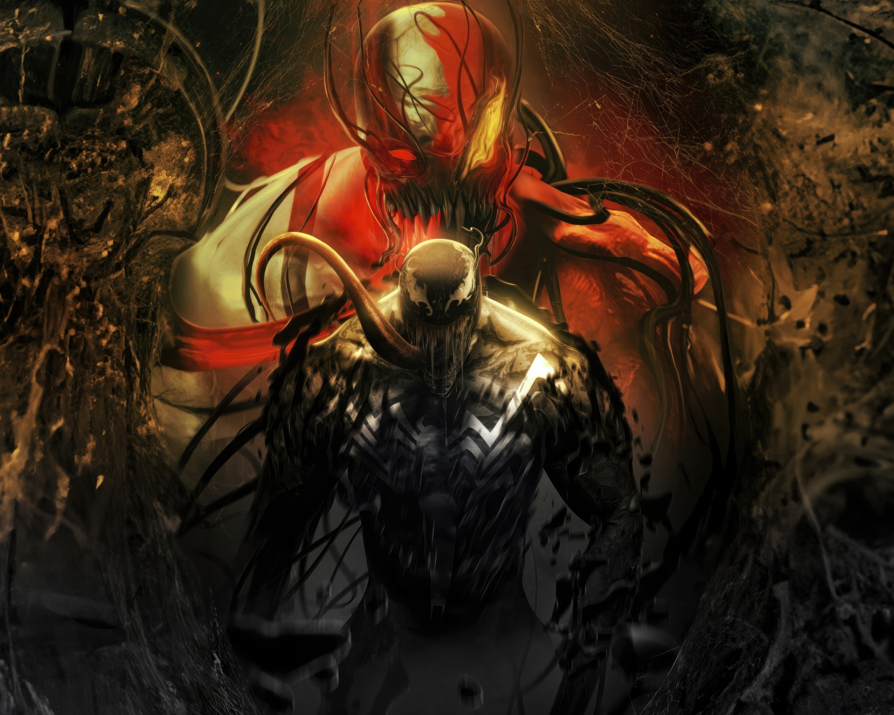 Venom, dark and Cold carnage, villain war, 1280x1024 wallpaper