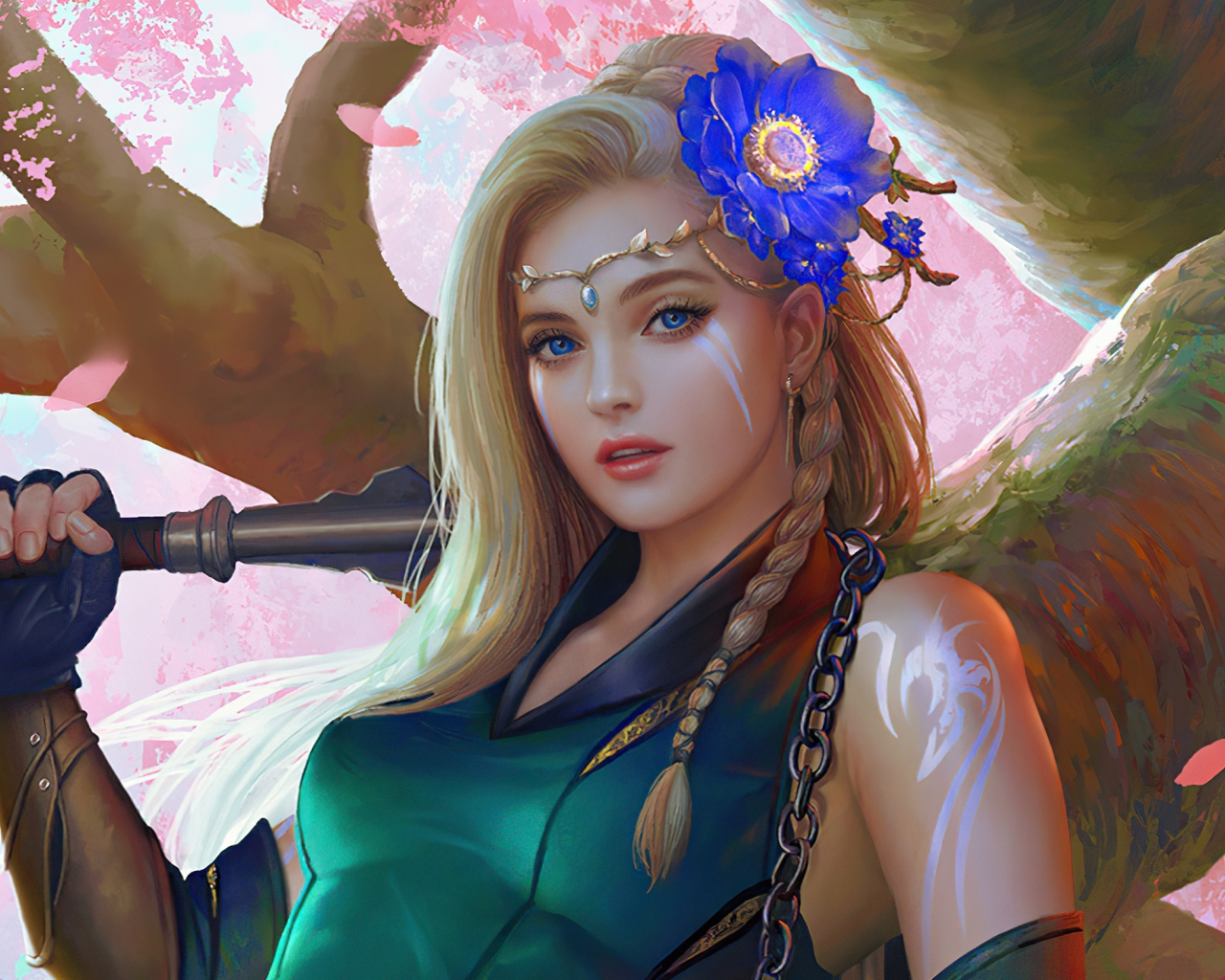 Fantasy girl, warrior, beauty with sword, 1280x1024 wallpaper