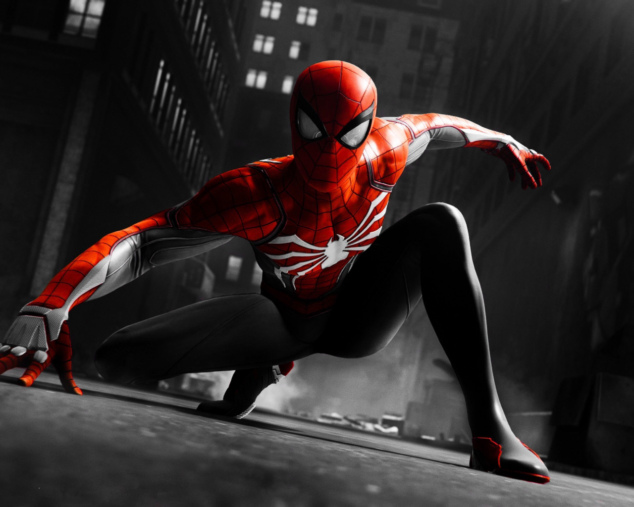 Download Wallpaper 1280x1024 Black And Red Suit Spider Man Video Game Standard 5 4 Fullscreen Wallpaper 1280x1024 Hd Background