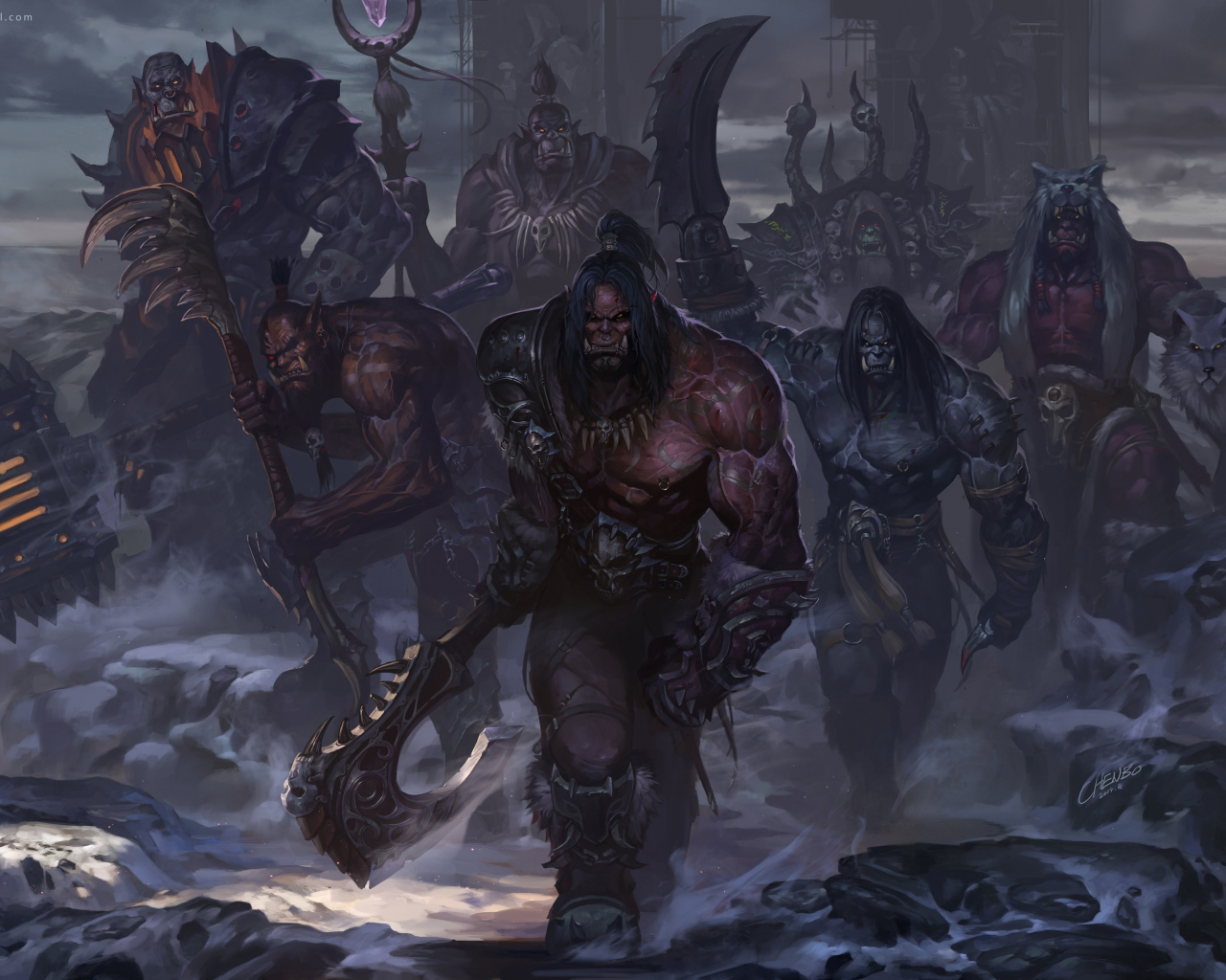 World of Warcraft, orks, warrior, art, 1280x1024 wallpaper