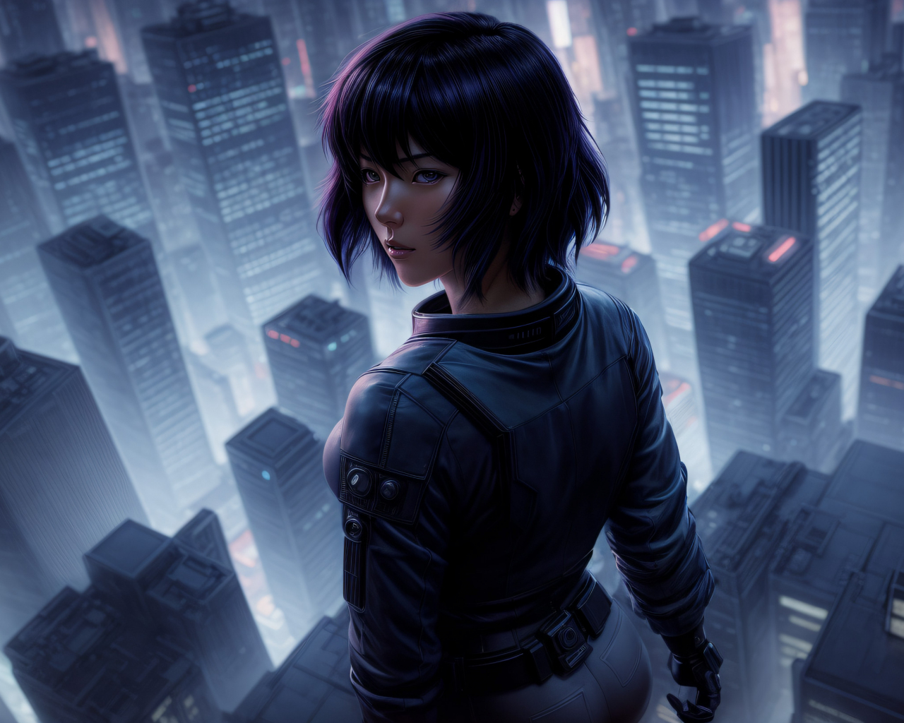 Beautiful girl, Ghost in the Shell, anime art, 1280x1024 wallpaper