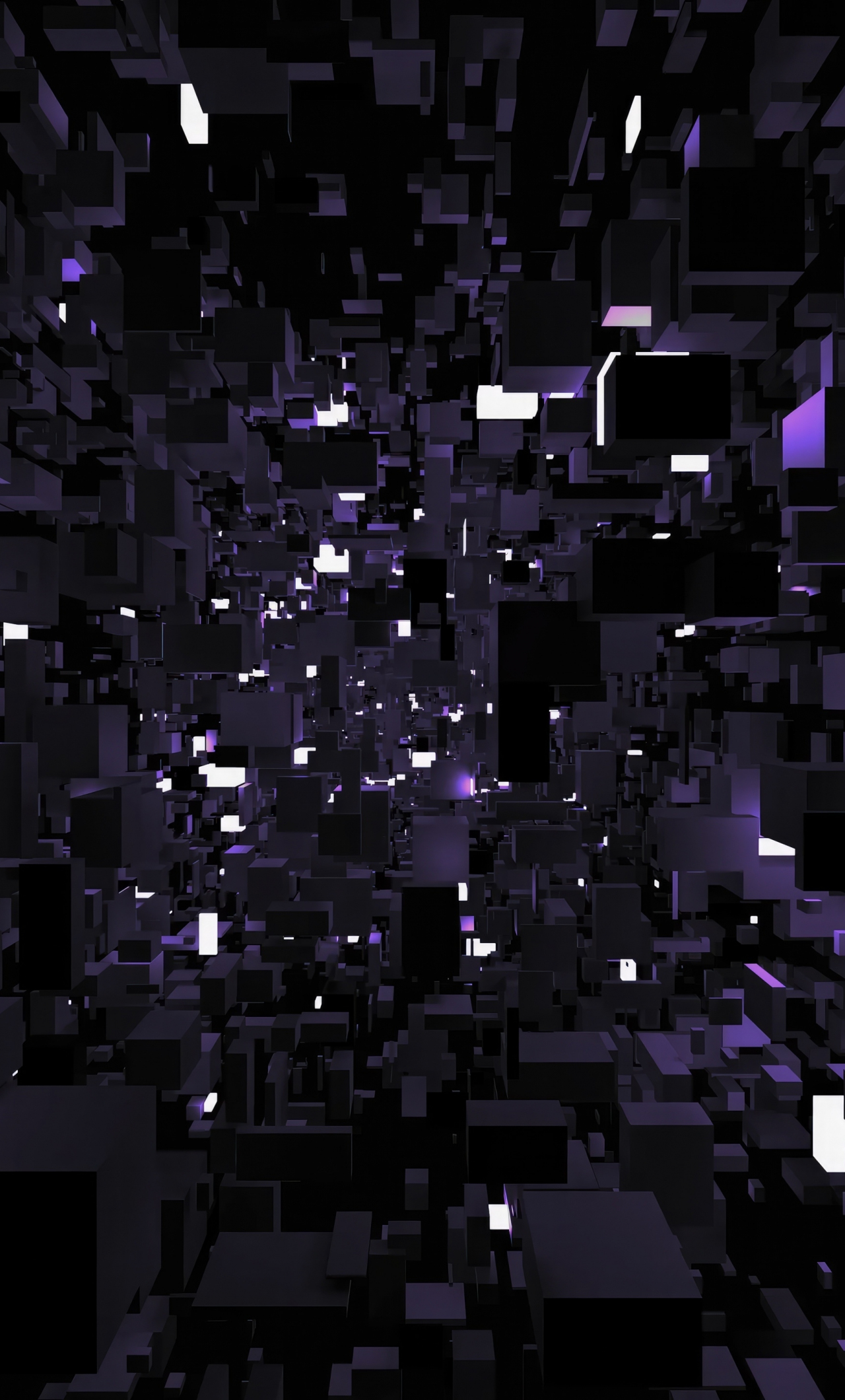 Geometric flux, vibrant and 3D dynamic cubes, dark, 1280x2120 wallpaper