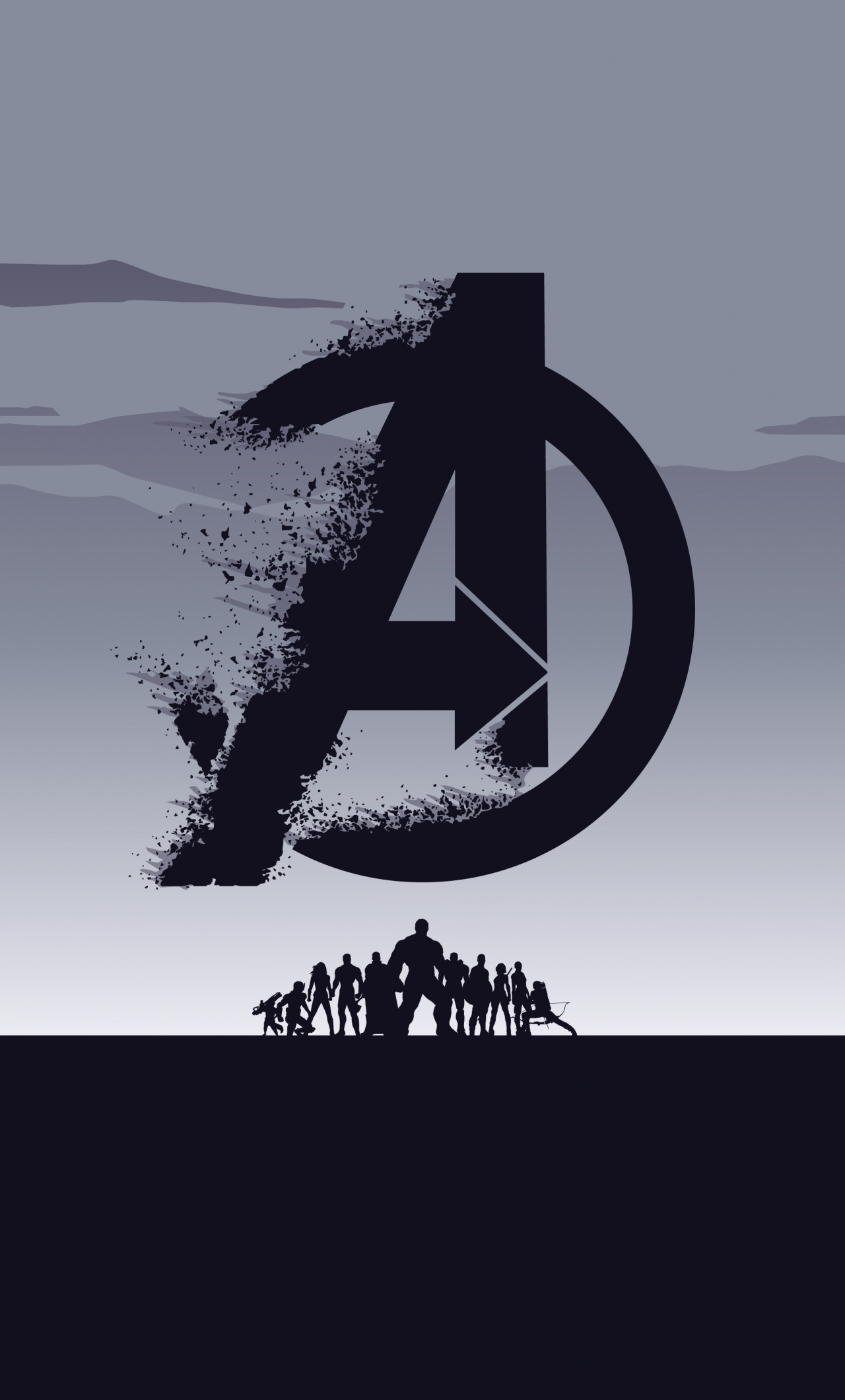 2019 movie, Avengers: Endgame, minimal, silhouette, art, 1280x2120 wallpaper