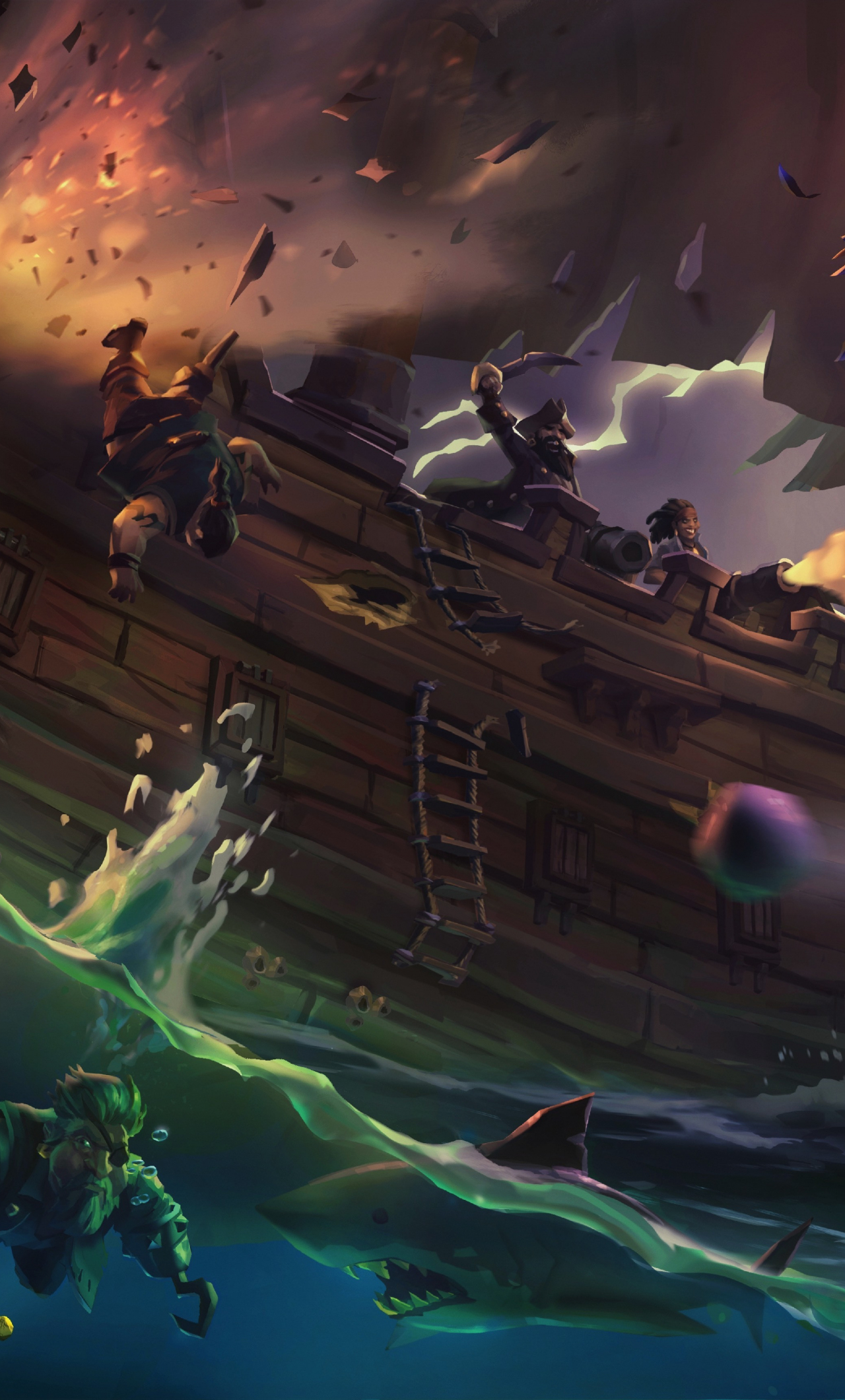 Sea of thieves, ship, pirates, video game, 1280x2120 wallpaper