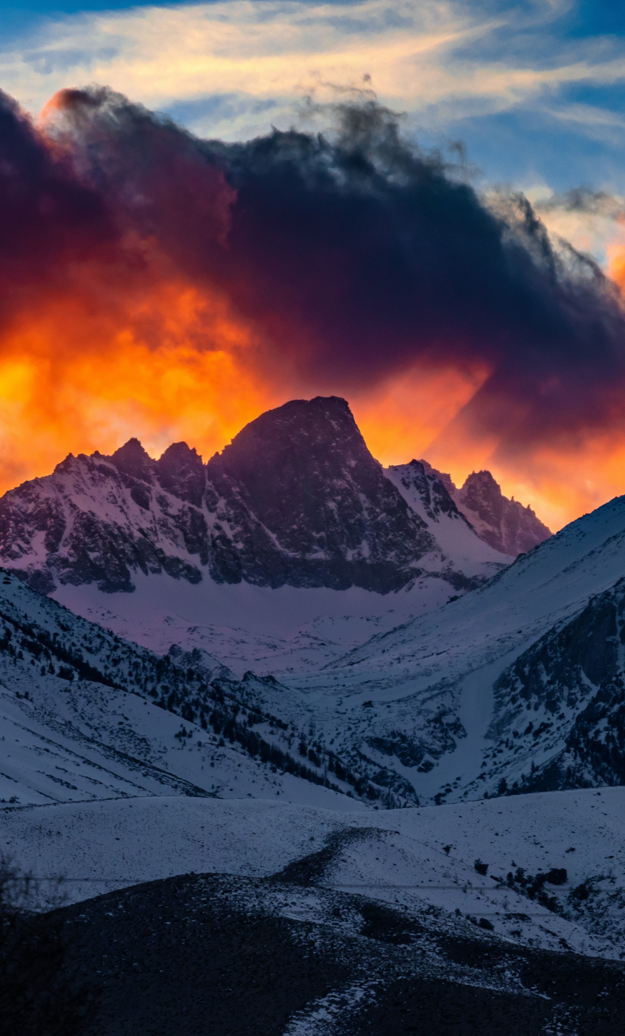 Download 1280x21 Wallpaper Mountains Yellow Glow Snow Layer Glacier Sunset Glow Iphone 6 Plus 1280x21 Hd Image Background