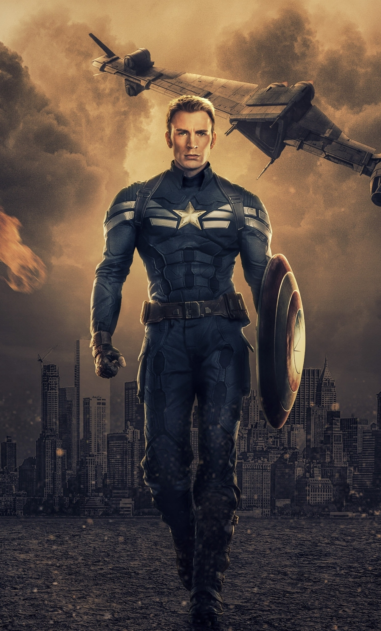 Captain America, Chris Evans, Marvel comics, art, 1280x2120 wallpaper